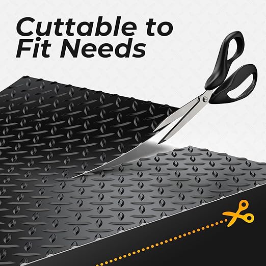 7.8 x 22 FT Garage Floor Mat, 2.8mm Thickness Diamond Plate Vinyl Garage Flooring Roll for Under Car, Large Size 172 SQFT for Large SUVs, MPV, Pickup Truck, RV, Black-PurrikoPets