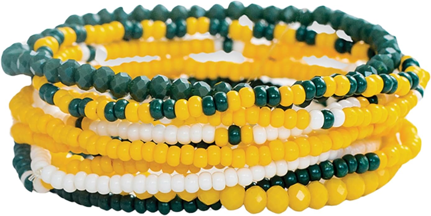 INK + ALLOY Game Day Bracelet Stacks, Beaded Bracelets for Football Gameday Outfits, Handmade Jewelry for College Students, Teachers, Football Moms, Set of 10