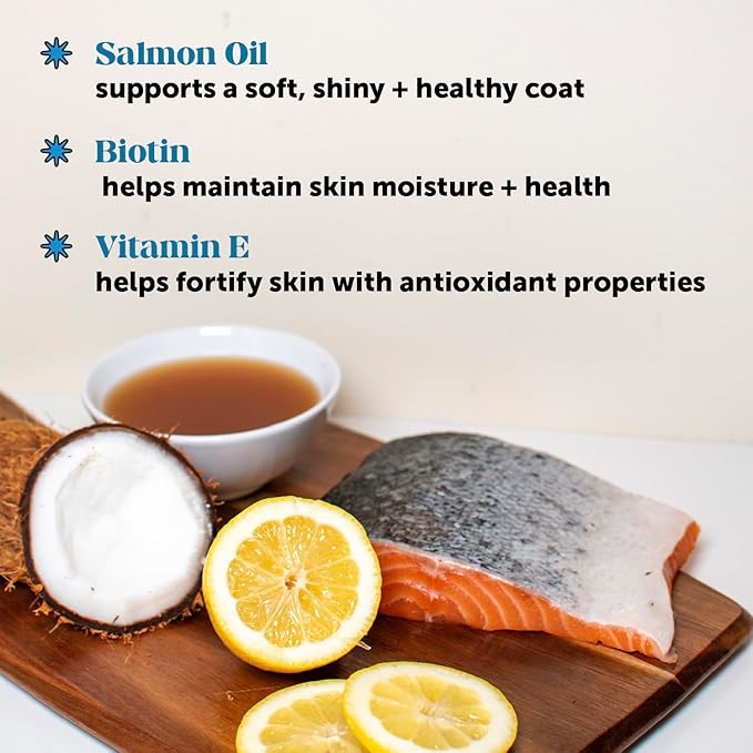 Dog Skin and Coat Supplement with Salmon Oil for Dogs - Allergy Itch Relief + Skin & Coat Health, Dog Food Topper Bone Broth with Salmon Oil, Collagen, Biotin + Vitamin E (12 oz)-PurrikoPets