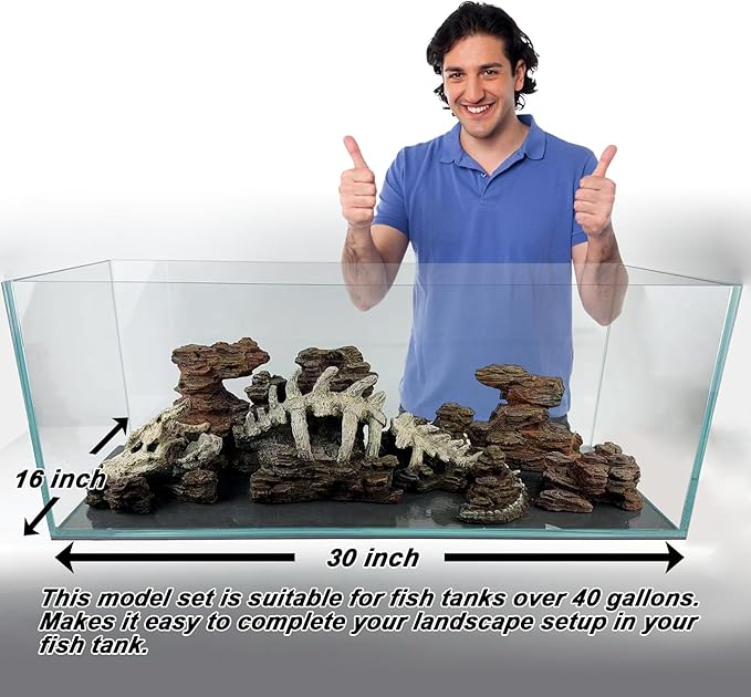 Fish Tank Decor Rocks.Aquarium Decoration Model.Easy Superior Aquascape (Wilderness Keel)-PurrikoPets