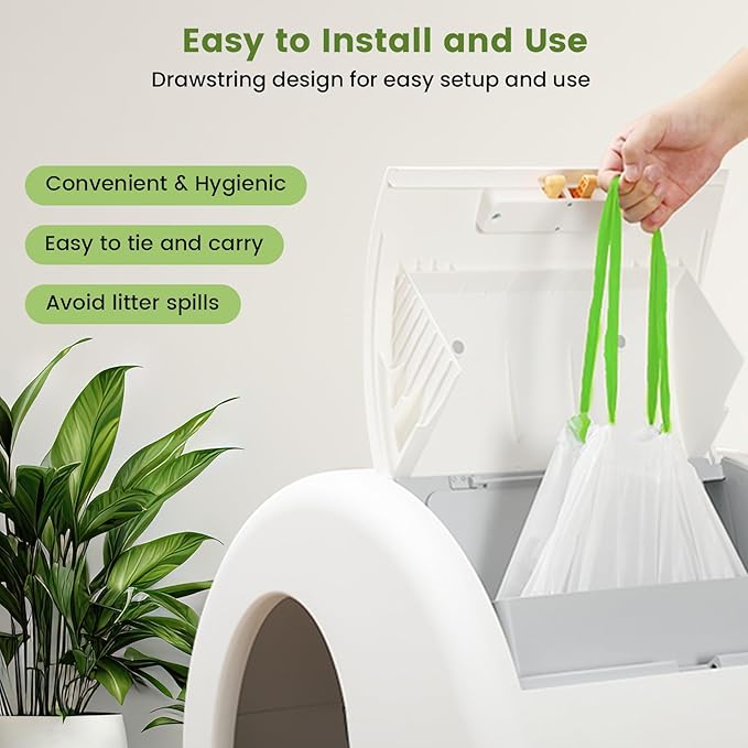 67 Count Cat Litter Bags for Pet Pura MAX Self-Cleaning Litter Box, Drawstring Kitty Liners for Automatic Waste Drawer Bin, Disposable Replacement Poop Trash Bag, Durable Leak-proof - 21 * 15.7 "-PurrikoPets