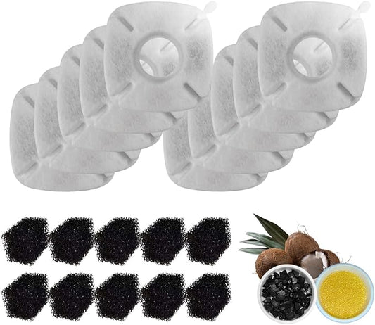 20 Pcs Cat Water Fountain Replacement Filters, Compatible With Veken 95oz/2.8L Cat Water Fountain,(Contains 10 Cat Fountain Filters and 10 Sponges)-PurrikoPets