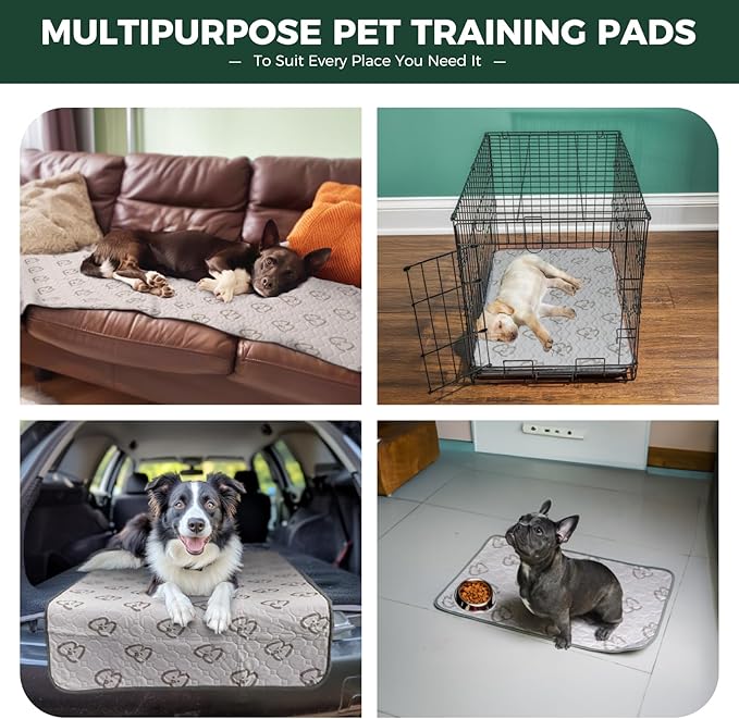 FXW Washable Pee Pads for Dogs, Puppy Pads with Super Absorbent, Specifically Designed for 30inch Cages, 29" × 18" Rectangle, Khaki, 2 Packs-PurrikoPets