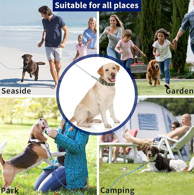 Dog tie Out Cable, 10/20/25/30/50/70/100 feet, Suitable for Dogs up to 350 pounds, Dog Cable with Swivel Buckle, Lightweight, Non-Winding, for Outdoor Camping, Yard Dog Cable (Blue, 70FT)-PurrikoPets