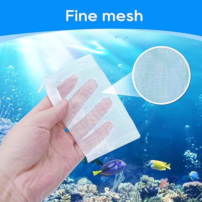 15PCS Media Bags for Aquarium, Extra Fine Mesh Bag Reusable Nylon Net Aquarium Filter Bags with Plastic Zipper for Extra Fine Resins Filter, 2.4 x 4 Inch-PurrikoPets