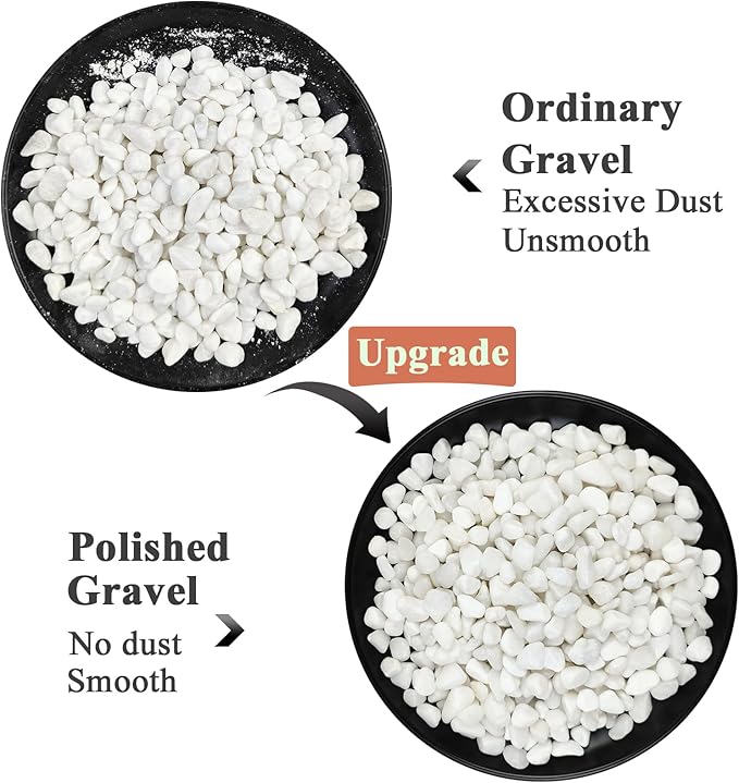 5 lbs White Pebbles for Indoor Plants, 3/8 Inch Decorative White Gravel, Polished River Rocks for Potted Plants Vase Cactus Bird Bath and Outdoor Garden Landscaping-PurrikoPets