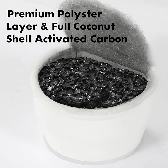 8 Pack Cat Water Fountain Filters Replacement, 4 Carbon Filters and 4 Foam Sponge Pre-Filter Fit for Multiple Ceramic and Stainless Steel Pet Fountains-PurrikoPets