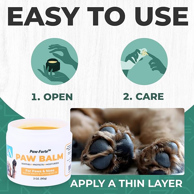 Forticept PAW Balm | Dog Paw Protector from Hot Pavement, Dirt, Salt, Ice and Snow | Soother and Moisturizer for Cracked Dog Paw Pads | Natural Wax Based, Lick Safe 3 oz-PurrikoPets