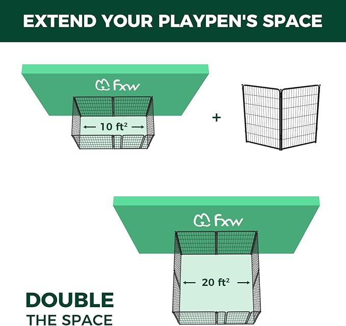 FXW Homeplus Unleashed Indoor Dog Playpen - Stress-Free and Safe Play, Heavy Duty 45 Inch 2 Wire Panels Dog Pen for Large Dogs, Black│Patented-PurrikoPets