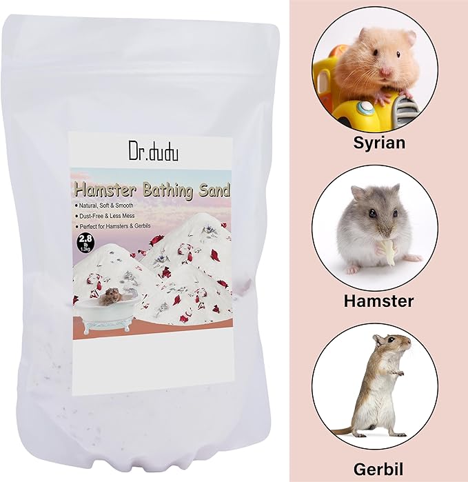 DR.DUDU Hamster Bath Sand, 2.8lb Dust Free Desert Sand or Potty Litter Sand for Hamster Chinchillas Gerbil Syrian Mice Small Animals (White, Flower Smell)-PurrikoPets