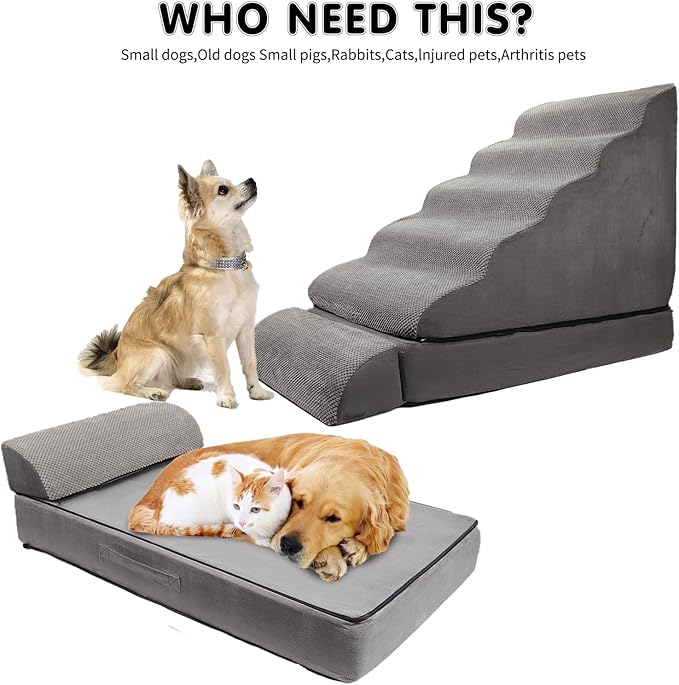 Dog Stairs & Steps for High Beds 30 Inches Tall, LitaiL 6 Steps Pet Stairs/Steps for Beds 24-30inch High for Small Large Dogs, Non-Slip Dog Ramps/Ladder for Old Dogs/Cats-PurrikoPets