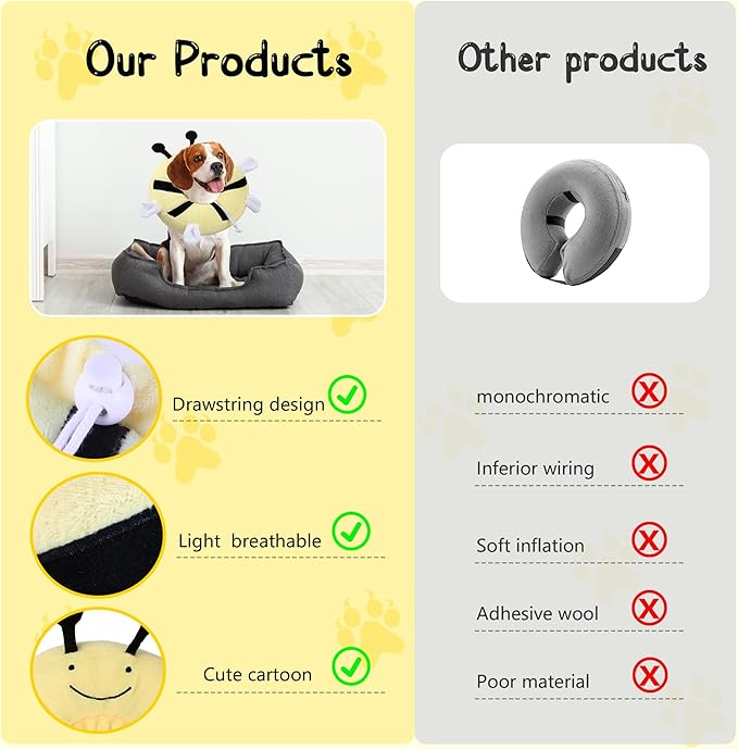 Adjustable cat Cone Collar Soft to Stop Licking After Surgery for Kitten, Alternative to Cone of Shame cat, Donut Cone for Cats, pet Elizabethan Collar (Bee, Small)-PurrikoPets