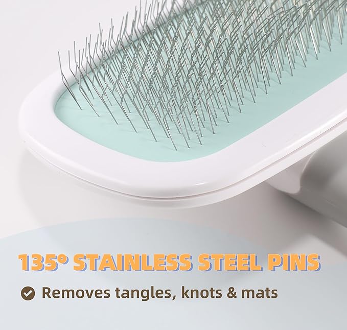 360°Rotating Dog and Cat Brush with Soft Pins Gentle Slicker Brush for Small Dogs Puppies Yorkies Poodles Cats Removes Loose Fur-PurrikoPets