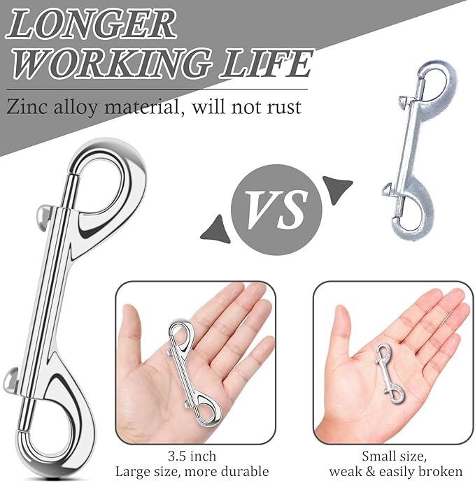 ERKOON 3.5 inch Double Ended snap Hooks,110lbs Metal Clips Load Capacity Zinc Alloy Double Sided Clips Heavy Duty Trigger Snap for Dogs Leashes/Water Bucket/Horse Feed/Hammocks Bolt snap-PurrikoPets