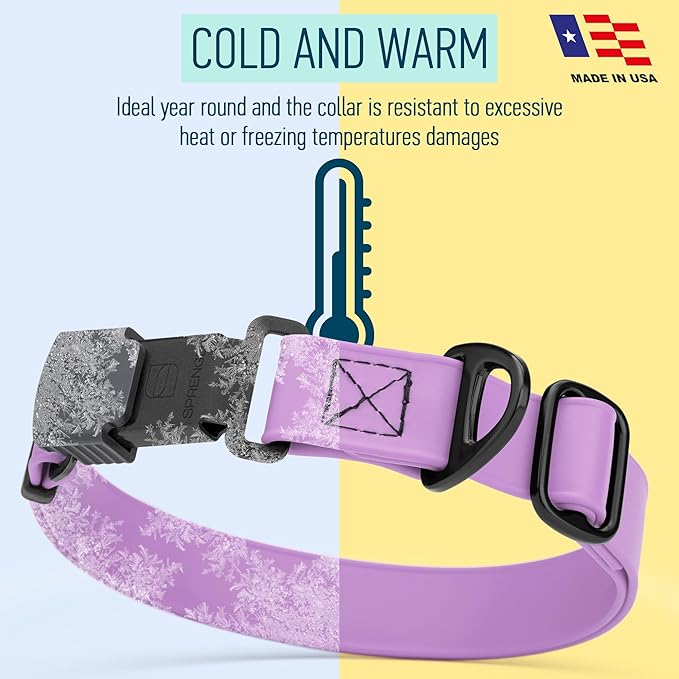 Dogline Biothane Waterproof Dog Collar with Herm Sprenger Black Stainless Steel Quick Release Buckle – Heavy Duty Tactical Durable Collar for Dogs – Comfortable, Safe Pet Collar W3/4" L12-19 Amethyst-PurrikoPets