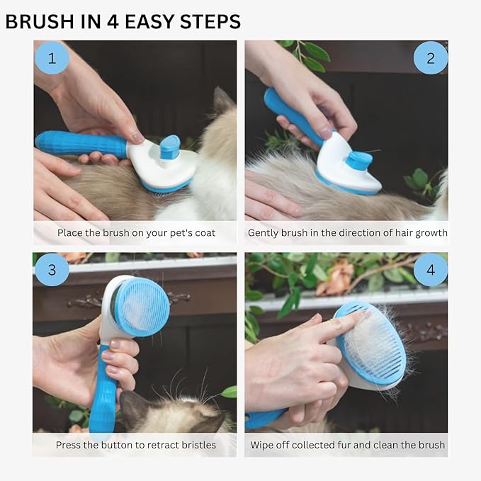 AIXINPET Cat & Dog Self Cleaning Slicker Brush - Easy to Remove Loose Fur, Harmless Deshedding Grooming Tool, Massaging Function - Suitable for Shedding & Furry Pets, like Rabbits and Ferrets-PurrikoPets