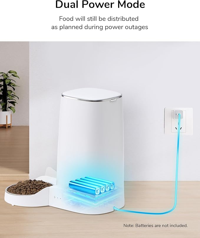 FUKUMARU Automatic Cat Feeder, 4L Dog Feeders with Double Bowls, Support DIY Meals and Timed Control WiFi Cat sFood Dispenser, Suit for Most Pet Food-PurrikoPets
