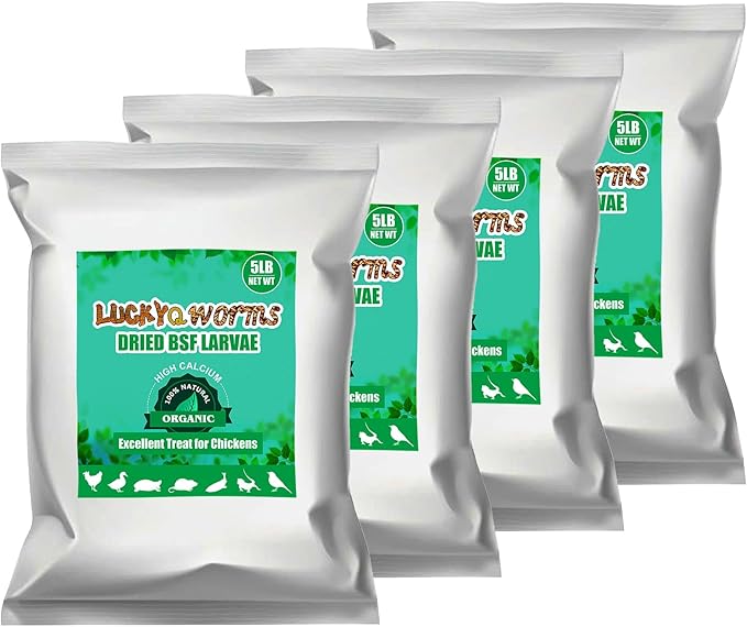Dried Black Soldier Fly Larvae 20LBS, 85X More Calcium Than Mealworms High-Protein BSF Larvae Chicken Treats Non-GMO BSFL for Chickens, Hens, Ducks, Wild Birds-PurrikoPets
