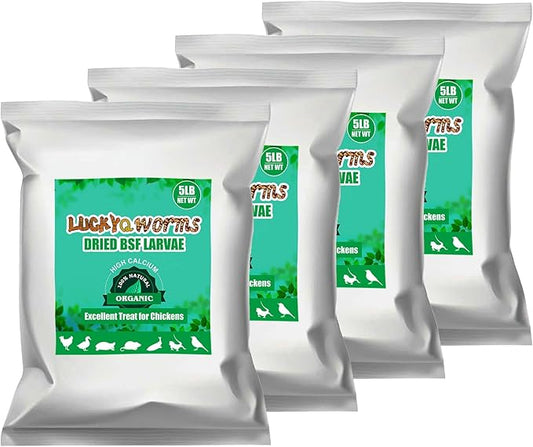 Dried Black Soldier Fly Larvae 20LBS, 85X More Calcium Than Mealworms High-Protein BSF Larvae Chicken Treats Non-GMO BSFL for Chickens, Hens, Ducks, Wild Birds-PurrikoPets