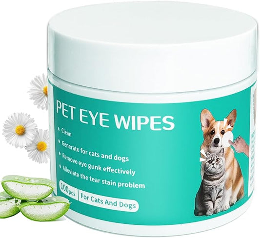 Dog Eye Wipes Gently Remove Tear Stain Eye Debris for Dogs &Cats Pet Grooming Kit Care Wash Cleaner for Eyes Wrinkle Face 100pcs Unscented-PurrikoPets