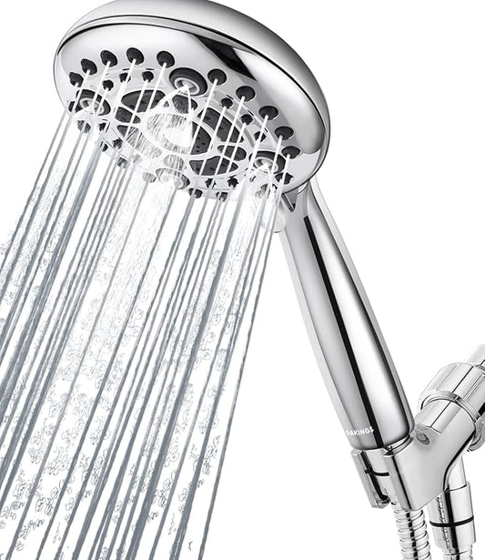 6 Spray Modes High Pressure Handheld Showerhead Set Upgraded 5 Inches Shower Head with Handheld Spray Premium Chrome Handheld Shower Head 60 Inches Stainless Steel Hose-1-Min Install-PurrikoPets