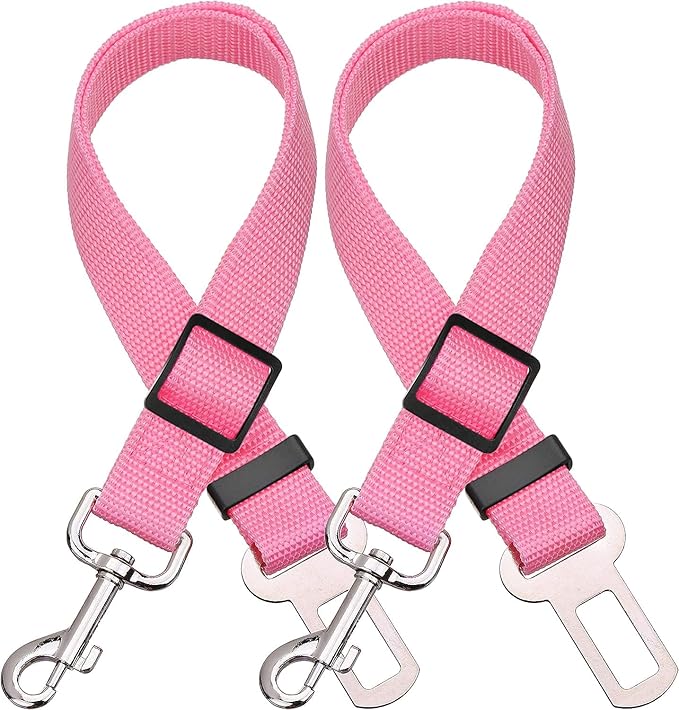 Elisel Elisel 2 Packs Adjustable Length Pet Dog Cat car seat Belt Pet seat Belt Pet Accessories for Dogs Cats and Pets (Pink)-PurrikoPets