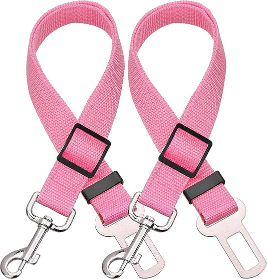 Elisel Elisel 2 Packs Adjustable Length Pet Dog Cat car seat Belt Pet seat Belt Pet Accessories for Dogs Cats and Pets (Pink)-PurrikoPets