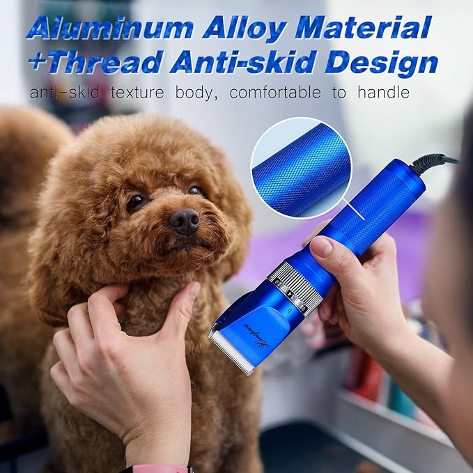 Dog Grooming Clippers, Professional 12V Heavy Duty Pet Clippers, Large Dog Shaver for Thick Coat,Plug-in Pet HairTrimmer with Guard Combs Brush for Dogs Cats-PurrikoPets
