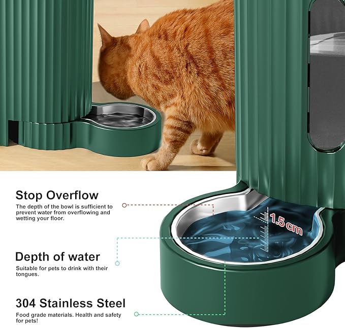 Gardner Pet Automatic Gravity Cat Food Feeder and Water Dispenser Stainless Steel Two-in-One Set Large Capacity Dispenser for Pets Dogs, Puppies, Kittens-PurrikoPets