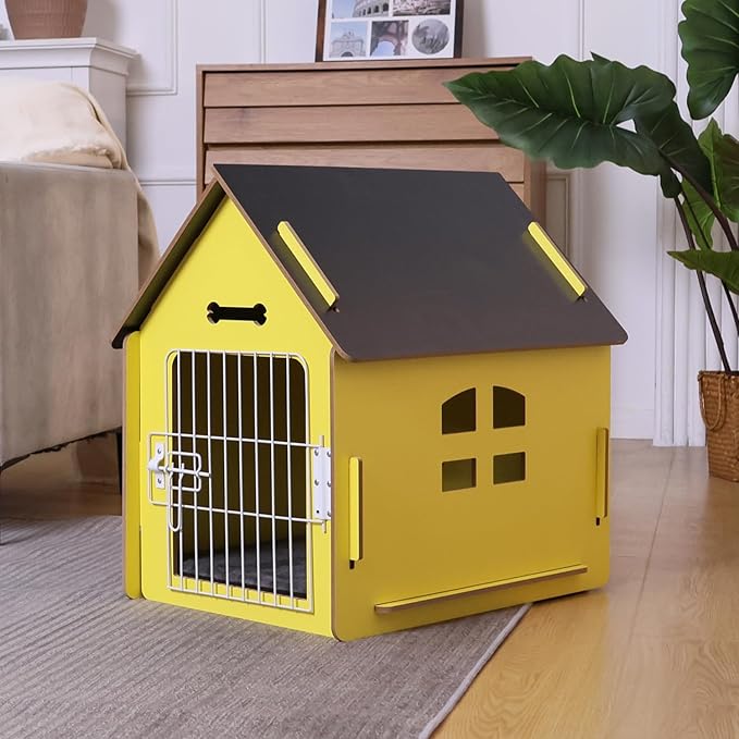 Dog House Indoor for Small Dogs or Cats, Cozy Wooden Design, Small Indoor Bed House, with Air Vents and Elevated Floor Warm Dog Cave-PurrikoPets