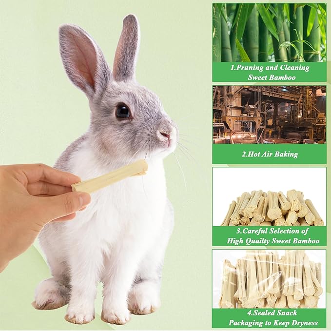 1000g/2.2lb Sweet Bamboo Sticks for Rabbits, Guinea Pig Chew Toys Bunny Toys for Rabbits Indoor, Teething Toy for Small Animals Rabbits, Hamsters, Chinchillas, Guinea Pigs-PurrikoPets