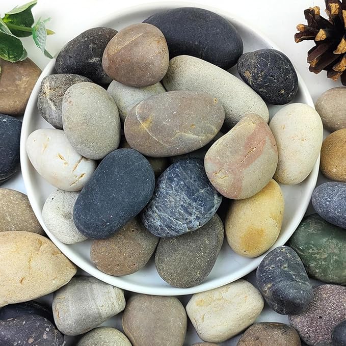 20lbs Natural River Rocks, 1"-2" Premium Pebbles for Garden and Landscape Design, Hand-Picked Smooth Stones for Fish Tank, Flower Pots, Indoor Water Fountains, Pathways, Backyard-PurrikoPets