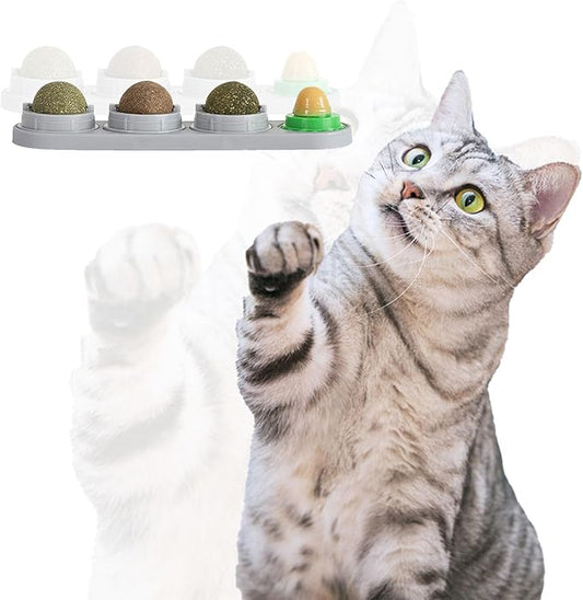 GATITOS Catnip Balls 3 Pcs, Catnip Ball for Cats Wall, Safe Healthy Kitten Chew Toys, Teeth Cleaning Dental Wall Treats, Edible Cats Lick Kitten Chew-PurrikoPets