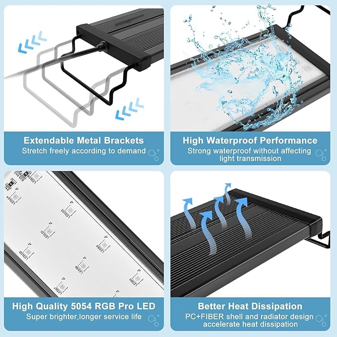 45W LED Aquarium Light for Plants,Full Spectrum Fish Tank Light with Timer,24/7 Lighting Cycle,Daylight Moonlight Mode Aquarium LED Light for 36 to 42 Inch Freshwater Planted Tank-PurrikoPets