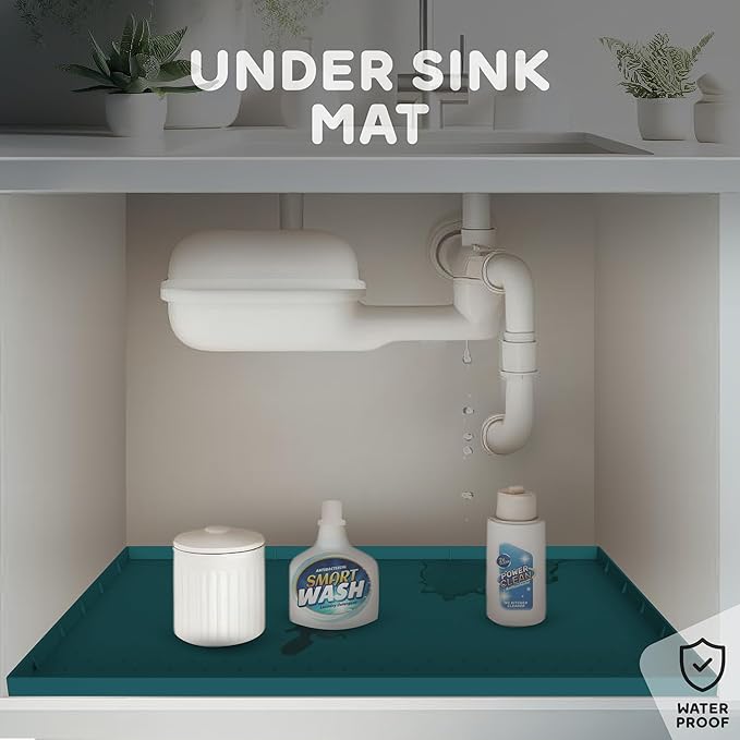 32x24x1” XL Dog Food Mat - All Purpose Under Sink Liner, Washer and Dryer Covers for The Top, Silicone Griddle Mat for Blackstone - Raised Edges Dog Mat for Food and Water Prevent Spill, Waterproof-PurrikoPets