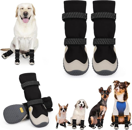 Dog Shoes for Large Small Medium Dogs, Dog Snow Boots Winter, Dog Booties and Paw Protectors to Prevent Licking, Anti-Slip Dog Shoes with Reflective for Hot Pavement,Hardwood Floors, Hiking (Size 7)-PurrikoPets