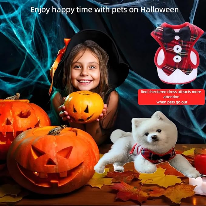 Dog Tuxedo for Wedding, Formal Pet Suit with Bow Tie and Leash, Adjustable Dog Costume for Small Medium Large Dogs, Birthday Christmas Halloween Party Apparel, M（8-14LB）-PurrikoPets