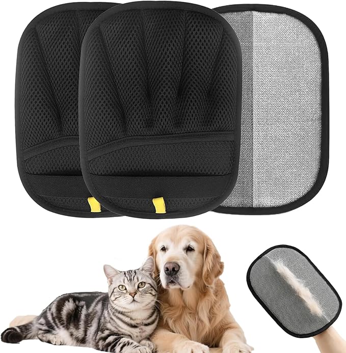 3 Pcs Magic pet Hair Remover Glove - Reusable & Easy-to-Clean cat and Dog Fur Brush for Effortless Grooming, Upgraded Grip and Large Size for Better Coverage-PurrikoPets