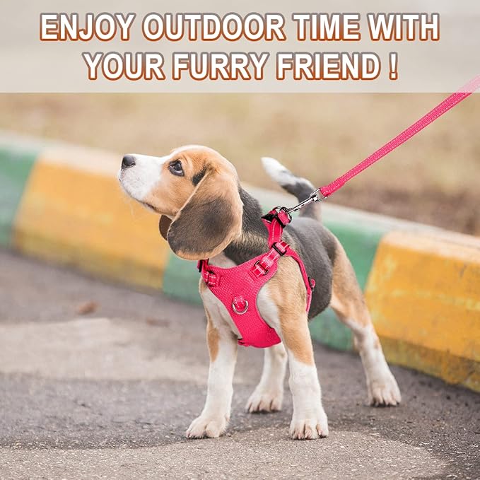 Dog Harness Step in Dog Vest Harness, Reflective Adjustable Puppy No Pull Harness Breathable Soft for Small and Medium Dogs Cats, Pink, XS-PurrikoPets
