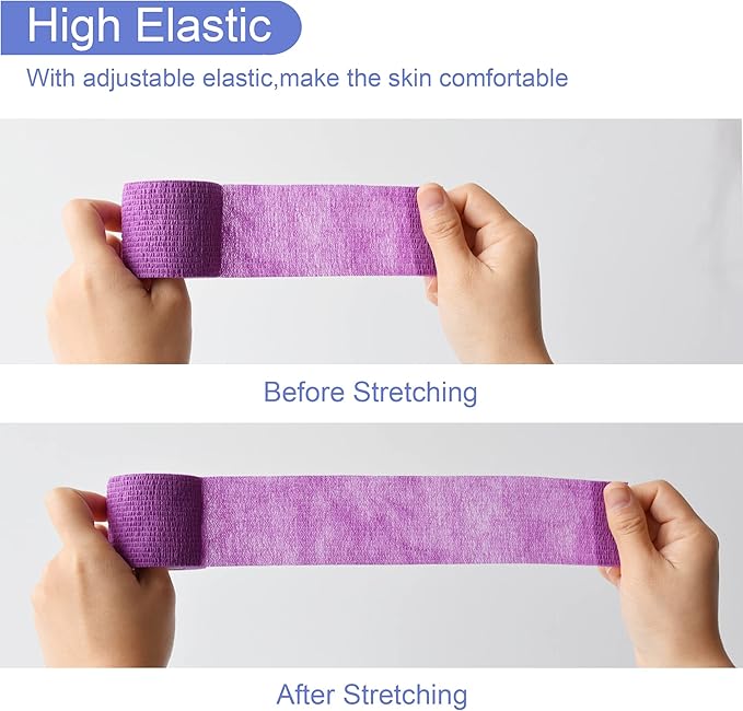 9 Pack 2" x 5 Yards Self Adhesive Bandage Wrap Self Stick Wrap for Ankle, Wrist, Finger, Sports, Breathable Cohesive Vet Tape for Pets (Purple)-PurrikoPets