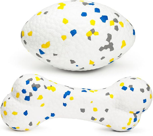 2Pcs Bone Dog Balls+Rugby Dog Toys for Aggressive Chewers, Indestructible Tennis Balls for Dogs (Bone+Rugby)-PurrikoPets