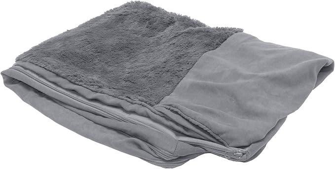 Furhaven Replacement Dog Bed Cover Plush & Suede Sofa-Style, Machine Washable - Gray, Large-PurrikoPets