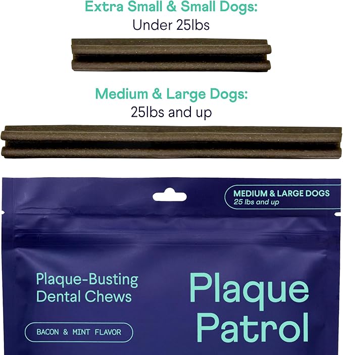 Finn Plaque Patrol Dental Chews | Triple-Action Defense Against Plaque, Tartar, and Bad Breath | for Medium/Large Dogs, 25+ lbs-PurrikoPets