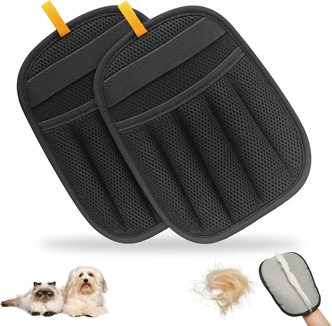 2025 Newly Upgraded Pet Hair Removal Gloves for Cats & Dogs, Electrostatic Grooming Gloves for Pet Hair, Five-Finger Reusable Pet Hair Remover Tool for Clothes, Bed, Couch, Carpet, 2 Pcs-PurrikoPets