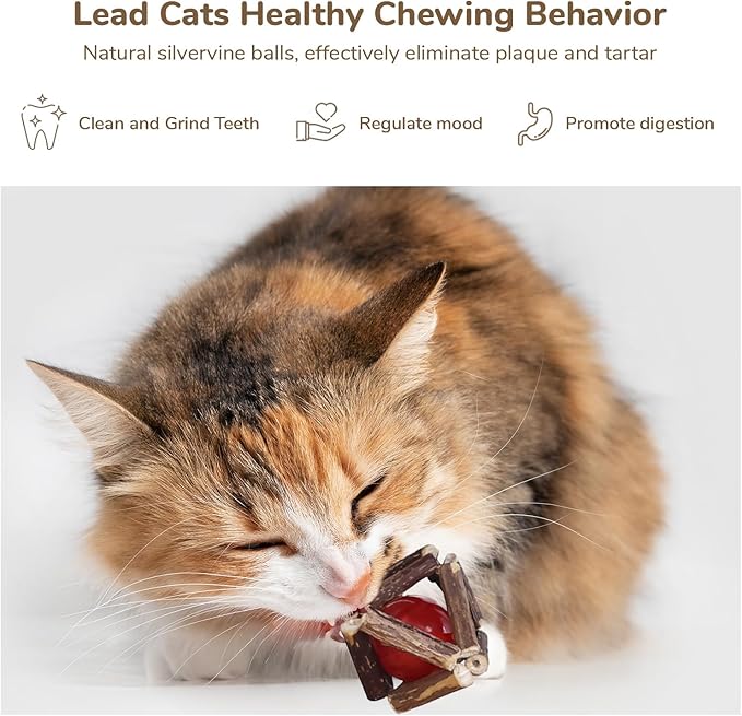 FUKUMARU Cat Tree, 4 in 1 Large Modern Cats Tower with Jute Scratching Post and Hammock, Wood Cat Condo with silvervine Balls, Brown Cat Climber Stand Playhouse for Indoor Cats, Retro Style-PurrikoPets