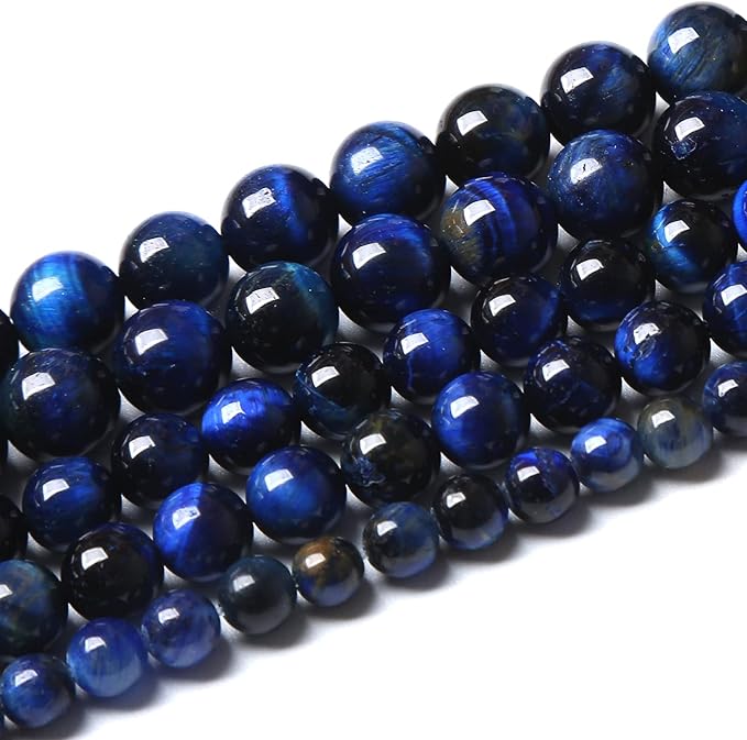 Lapis Lazuli Blue Tiger Eye Beads Natural Stone Round Loose Beads Energy Gemstone Healing Power for Jewelry Making 1 Strand 10mm 38pcs 15"