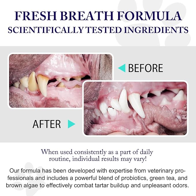 Dog Teeth Cleaning Powder - Dog Dental Powder - Plaque Off Pet Tooth Cleaning lab co - Targets Tartar & Reduces Plaque & Bad Breath - Teeth Cleaning Made Easy-PurrikoPets