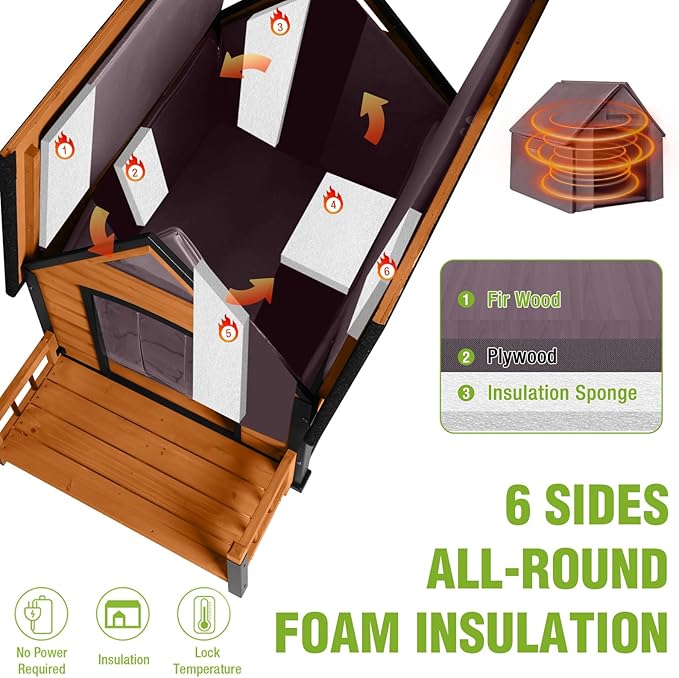 Dog House Outdoor Insulated, Sturdy & Warm Winter Puppy Shelter, 45" L Large Dog Kennel with Chew-Proof Iron Frame, Suitable for Small to Large Dogs(Brown)-PurrikoPets