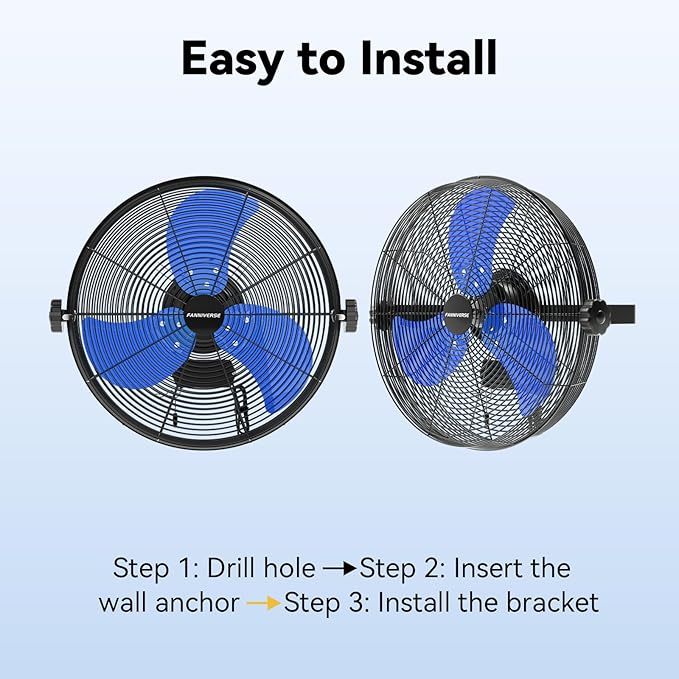 14 Inch Wall Fan Pro Series - Waterproof Motor High Velocity Wall Mount Fans for Commercial, Residential, Warehouse, Covered Patio, Shop, Garage, Barn 3 Speed 3000 CFM UL Safety Listed-PurrikoPets