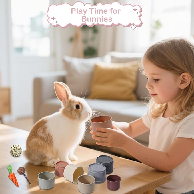 25 Pcs Large Rabbit Starter Kit, Bunny Litter Box with Drawer Animal Grooming Kit Stacking Cups Bowl Blankets Mat with Cleaning Set for Adult Guinea Pig, Ferret, Hamster, Bunnies Accessories (Blue)-PurrikoPets